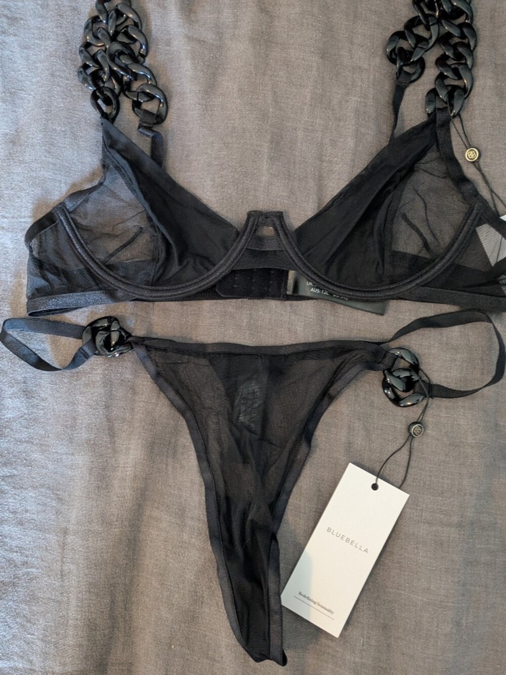 Bluebella Black Sheer Mesh Underwire Bra & Bikini Set